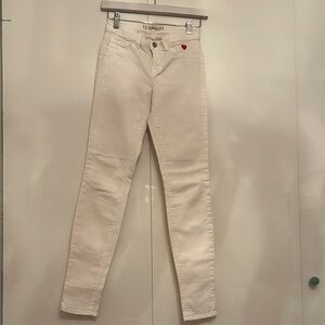J Brand White Skinny Jeans with Red Heart Detail